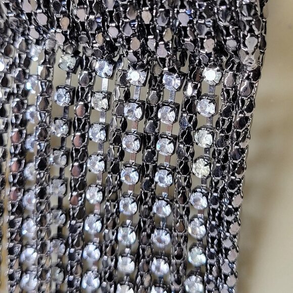 Gunmetal Tone Long Necklace with Crystal tassels - Picture 3 of 16